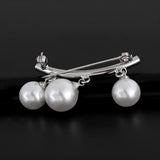 Maxbell Fashion Pearl Cardigan Collar Clip Fixed Strap Safety Pin Brooch Silver