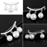 Maxbell Fashion Pearl Cardigan Collar Clip Fixed Strap Safety Pin Brooch Silver