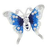 Maxbell Butterfly Brooch Pin Silk Scarf Buckle Ring Brooch Jewelry for Women Blue