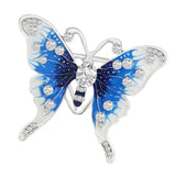 Maxbell Butterfly Brooch Pin Silk Scarf Buckle Ring Brooch Jewelry for Women Blue