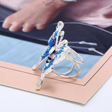 Maxbell Butterfly Brooch Pin Silk Scarf Buckle Ring Brooch Jewelry for Women Blue