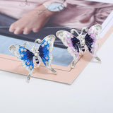 Maxbell Butterfly Brooch Pin Silk Scarf Buckle Ring Brooch Jewelry for Women Blue