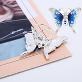 Maxbell Butterfly Brooch Pin Silk Scarf Buckle Ring Brooch Jewelry for Women Blue