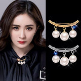 Maxbell Womens Fashion Sweater Cardigan Clip Chain Pearl Bow Pin Brooch  gold 1