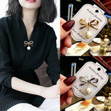 Maxbell Womens Fashion Sweater Cardigan Clip Chain Pearl Bow Pin Brooch  gold 1