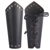 Maxbell Leather Gauntlet Unisex Arm Guard Medieval Bracer Costume Props Black