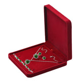 Maxbell Velvet Jewelry Set Box Tray Travel Necklace Storage Display Case Wine Red