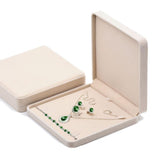 Maxbell Velvet Jewelry Set Box Tray Travel Necklace Storage Display Case Beige