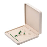 Maxbell Velvet Jewelry Set Box Tray Travel Necklace Storage Display Case Beige