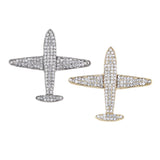 Maxbell Men Airplane Brooch Collar Pin Corsage Fashion Crystal Badge Jewelry Gold