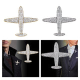 Maxbell Men Airplane Brooch Collar Pin Corsage Fashion Crystal Badge Jewelry Gold