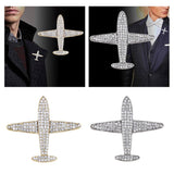 Maxbell Men Airplane Brooch Collar Pin Corsage Fashion Crystal Badge Jewelry Gold