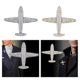 Maxbell Men Airplane Brooch Collar Pin Corsage Fashion Crystal Badge Jewelry Gold