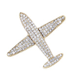 Maxbell Men Airplane Brooch Collar Pin Corsage Fashion Crystal Badge Jewelry Gold