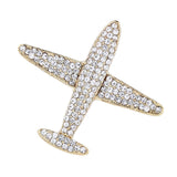 Maxbell Men Airplane Brooch Collar Pin Corsage Fashion Crystal Badge Jewelry Gold