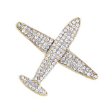 Maxbell Men Airplane Brooch Collar Pin Corsage Fashion Crystal Badge Jewelry Gold