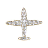 Maxbell Men Airplane Brooch Collar Pin Corsage Fashion Crystal Badge Jewelry Gold