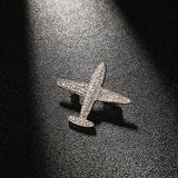 Maxbell Men Airplane Brooch Collar Pin Corsage Fashion Crystal Badge Jewelry Gold