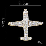 Maxbell Men Airplane Brooch Collar Pin Corsage Fashion Crystal Badge Jewelry Gold