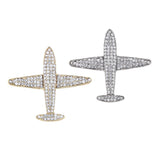 Maxbell Men Airplane Brooch Collar Pin Corsage Fashion Crystal Badge Jewelry Gold