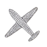 Maxbell Men Airplane Brooch Collar Pin Corsage Fashion Crystal Badge Jewelry Silver