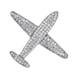 Maxbell Men Airplane Brooch Collar Pin Corsage Fashion Crystal Badge Jewelry Silver