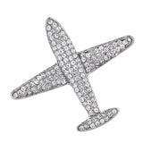 Maxbell Men Airplane Brooch Collar Pin Corsage Fashion Crystal Badge Jewelry Silver