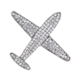 Maxbell Men Airplane Brooch Collar Pin Corsage Fashion Crystal Badge Jewelry Silver