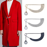 Maxbell Womens Crystal Pearl Cardigan Clip Sweater Brooch Scarf Coat Gown Gold