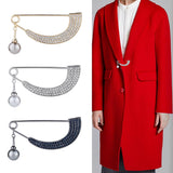 Maxbell Womens Crystal Pearl Cardigan Clip Sweater Brooch Scarf Coat Gown Gold