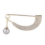 Maxbell Womens Crystal Pearl Cardigan Clip Sweater Brooch Scarf Coat Gown Gold
