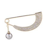 Maxbell Womens Crystal Pearl Cardigan Clip Sweater Brooch Scarf Coat Gown Gold