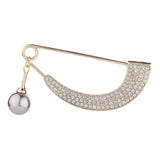 Maxbell Womens Crystal Pearl Cardigan Clip Sweater Brooch Scarf Coat Gown Gold