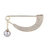 Maxbell Womens Crystal Pearl Cardigan Clip Sweater Brooch Scarf Coat Gown Gold