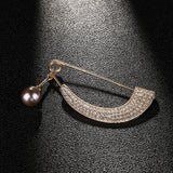 Maxbell Womens Crystal Pearl Cardigan Clip Sweater Brooch Scarf Coat Gown Gold
