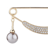 Maxbell Womens Crystal Pearl Cardigan Clip Sweater Brooch Scarf Coat Gown Gold