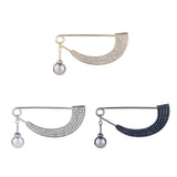 Maxbell Womens Crystal Pearl Cardigan Clip Sweater Brooch Scarf Coat Gown Gold