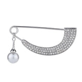 Maxbell Womens Crystal Pearl Cardigan Clip Sweater Brooch Scarf Coat Gown Silver