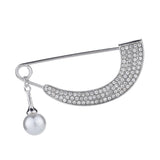 Maxbell Womens Crystal Pearl Cardigan Clip Sweater Brooch Scarf Coat Gown Silver