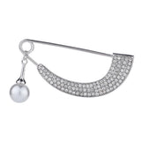 Maxbell Womens Crystal Pearl Cardigan Clip Sweater Brooch Scarf Coat Gown Silver