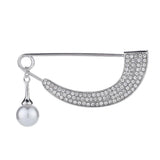 Maxbell Womens Crystal Pearl Cardigan Clip Sweater Brooch Scarf Coat Gown Silver