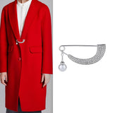 Maxbell Womens Crystal Pearl Cardigan Clip Sweater Brooch Scarf Coat Gown Silver