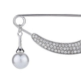Maxbell Womens Crystal Pearl Cardigan Clip Sweater Brooch Scarf Coat Gown Silver