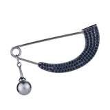 Maxbell Womens Crystal Pearl Cardigan Clip Sweater Brooch Scarf Coat Gown Gray