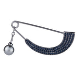 Maxbell Womens Crystal Pearl Cardigan Clip Sweater Brooch Scarf Coat Gown Gray