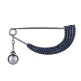 Maxbell Womens Crystal Pearl Cardigan Clip Sweater Brooch Scarf Coat Gown Gray