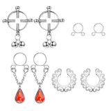 Maxbell 8Pcs Stainless Steel Charm Ring Non-piercing Clip On Adjustable