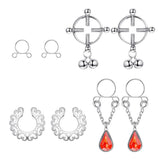 Maxbell 8Pcs Stainless Steel Charm Ring Non-piercing Clip On Adjustable