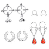 Maxbell 8Pcs Stainless Steel Charm Ring Non-piercing Clip On Adjustable