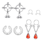 Maxbell 8Pcs Stainless Steel Charm Ring Non-piercing Clip On Adjustable